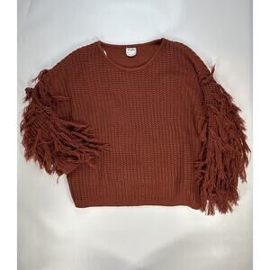 Arula Sweater Womens 2X Hadley Fringe Arm Knit Burnt Orange Cowgirlcore Boho
